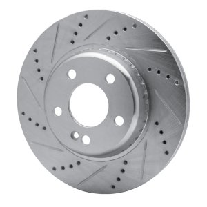 Mercedes-Benz C300 Brake Rotor (1) - Rear Left - R1 Concepts - Drilled & Slotted - Silver - `15-`23